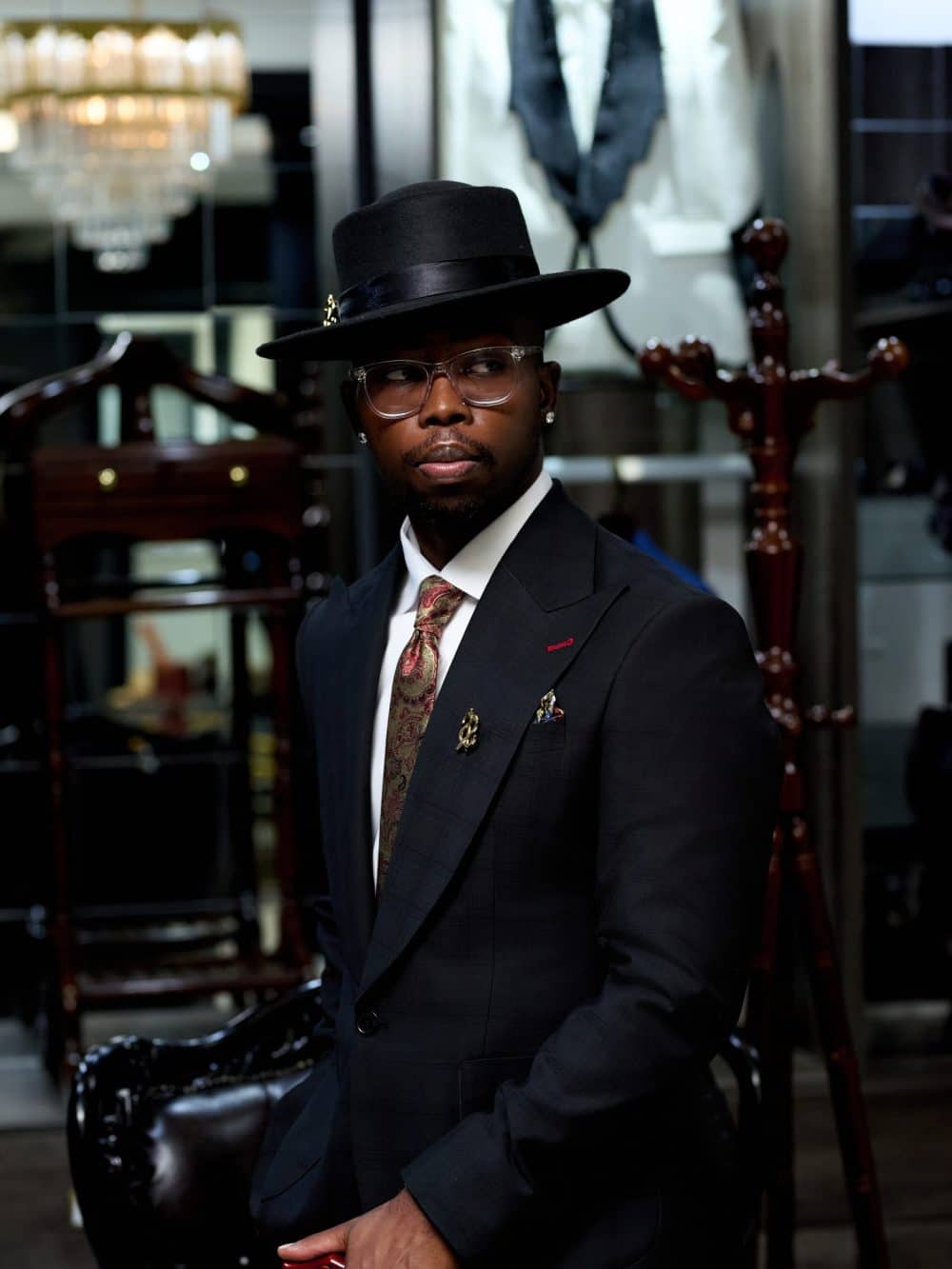2 Piece Midnight Windowpane Check suit Ensemble