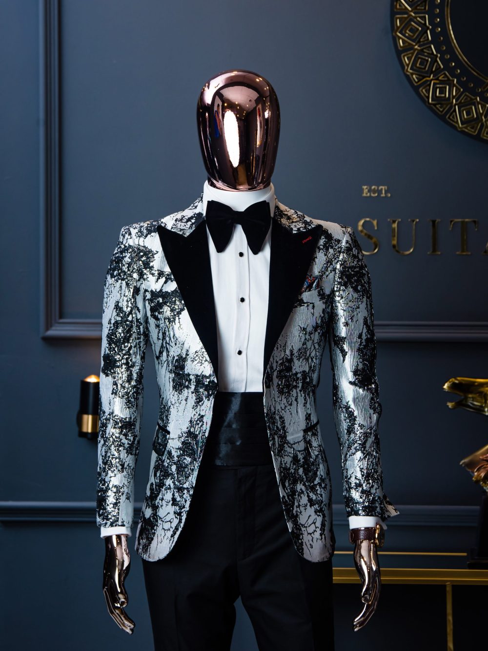 2 Piece Grey Splattered Tuxedo Ensemble