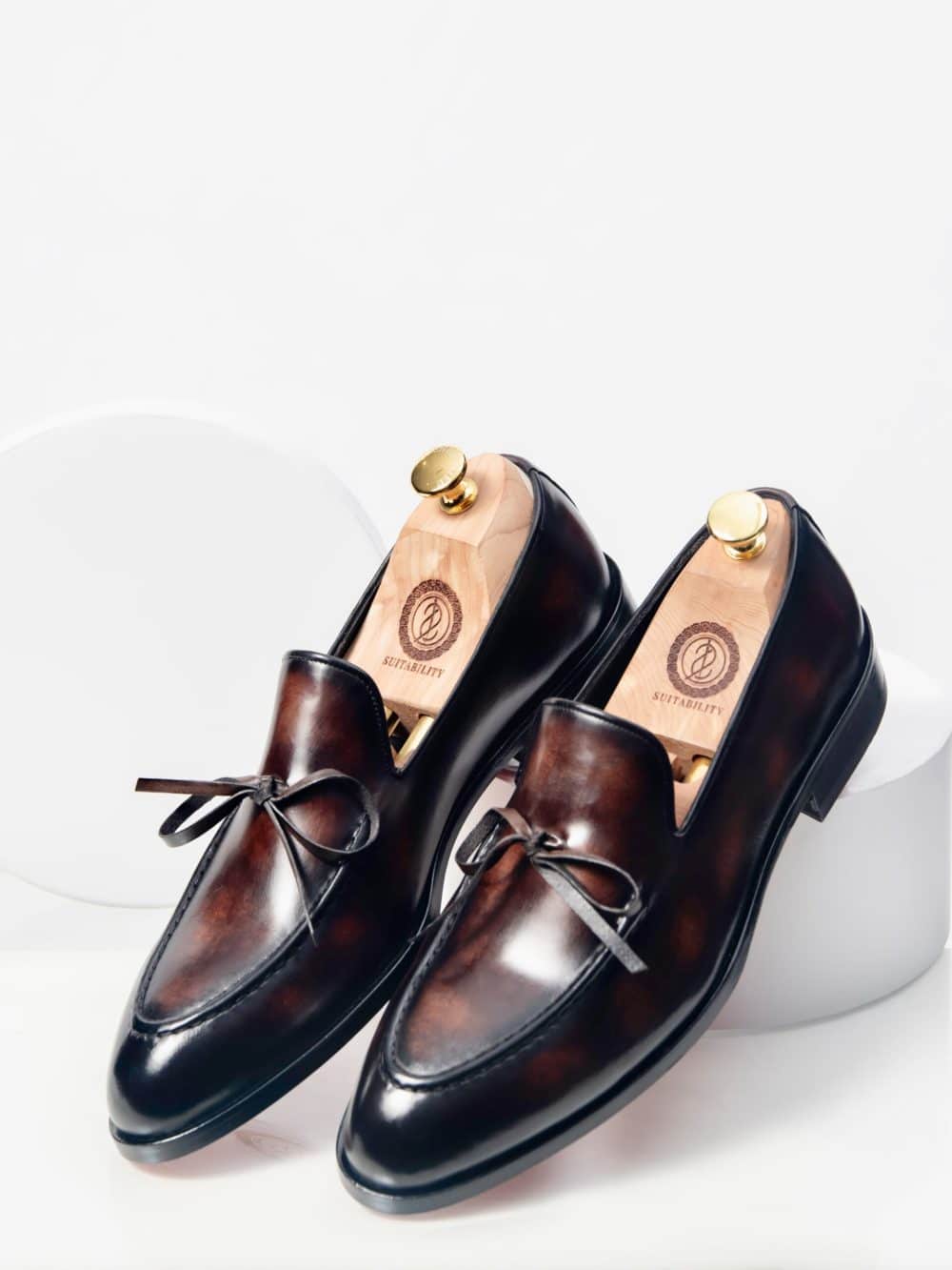 Brown Patina Bow Loafers