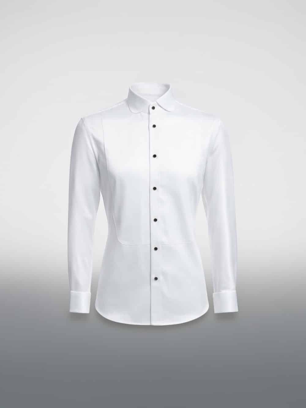 White Patched Cutaway Collar Shirt