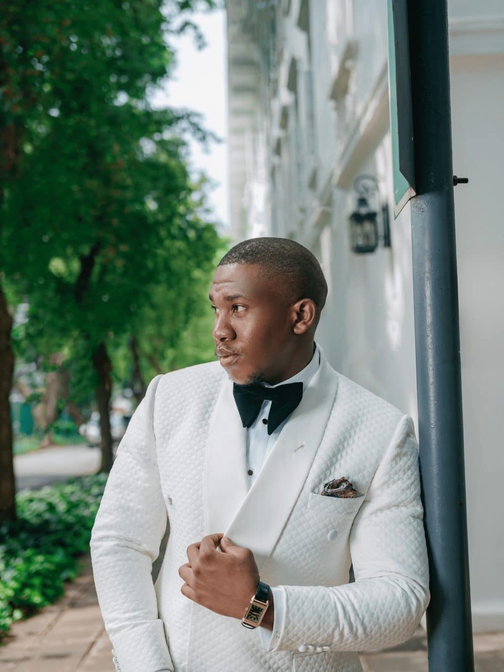 2 Piece Offwhite Waffle Weave Tuxedo Ensemble